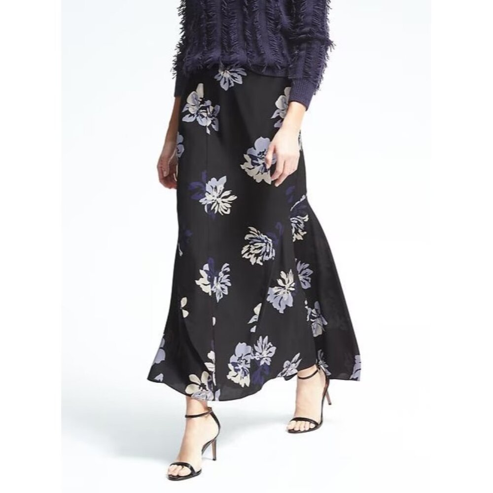 NWT Banana Republic Ruffle Flounce Floral Print Long Maxi Skirt 2 $128